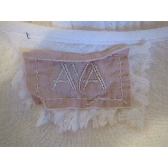 AYA Lapis Maxi Dress Cotton Gauze V Neck Slit Flowy Ivory Womens Size M - Picture 8 of 8